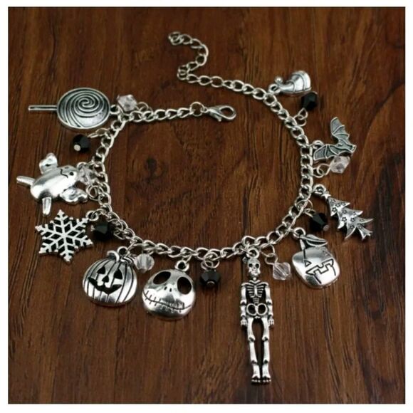 Nightmare Before‎ Christmas Charm Bracelet Halloween Jack Skellington Sally - Picture 2 of 2
